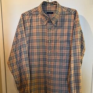Burberry Beige and Black Plaid Men's Shirt